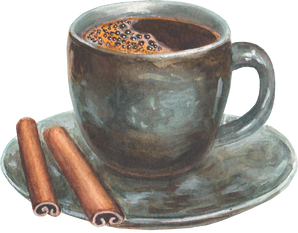 Coffee with Cinnamon Sticks Illustration 