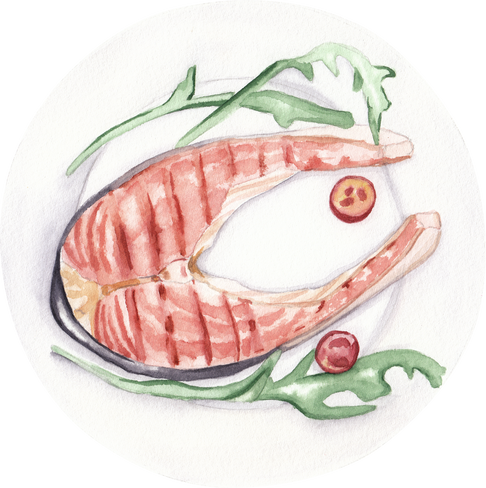 Watercolor Salmon Dish