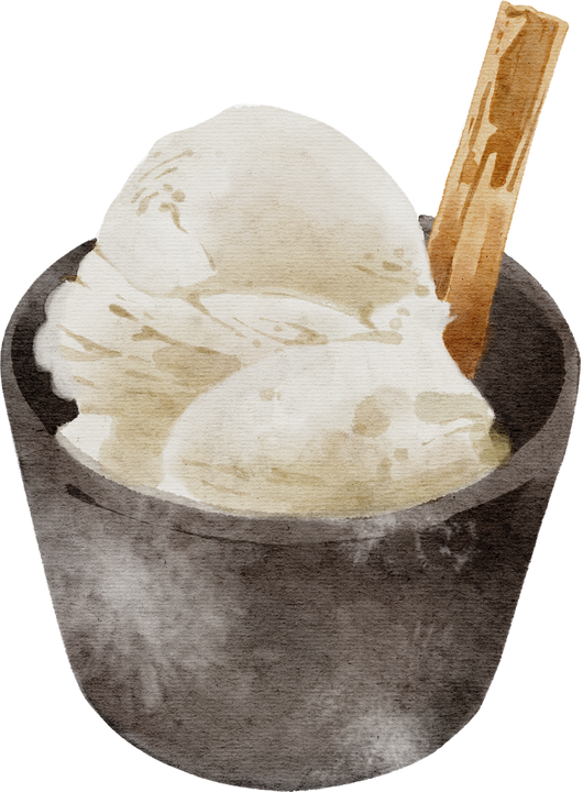 Milk ice cream watercolor illustration